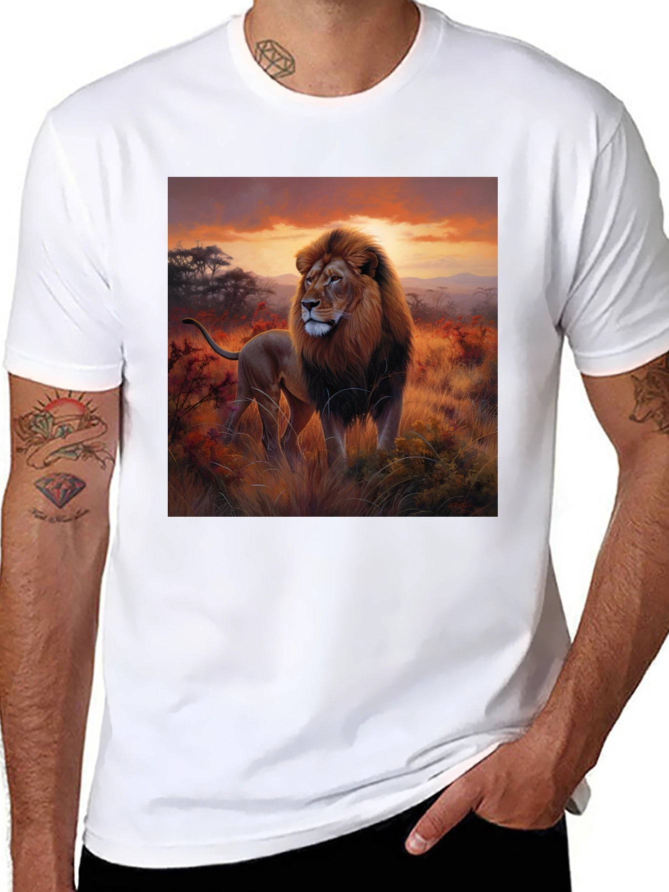 Lion King Graphic Tee - Majestic Animal Print Shirt