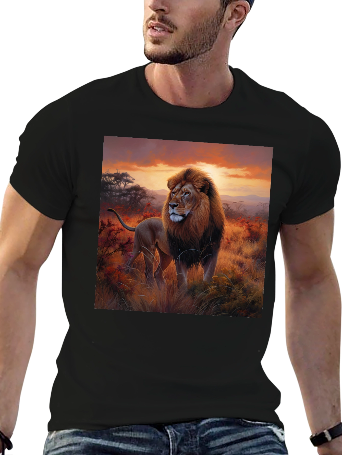 Lion King Graphic Tee - Majestic Animal Print Shirt