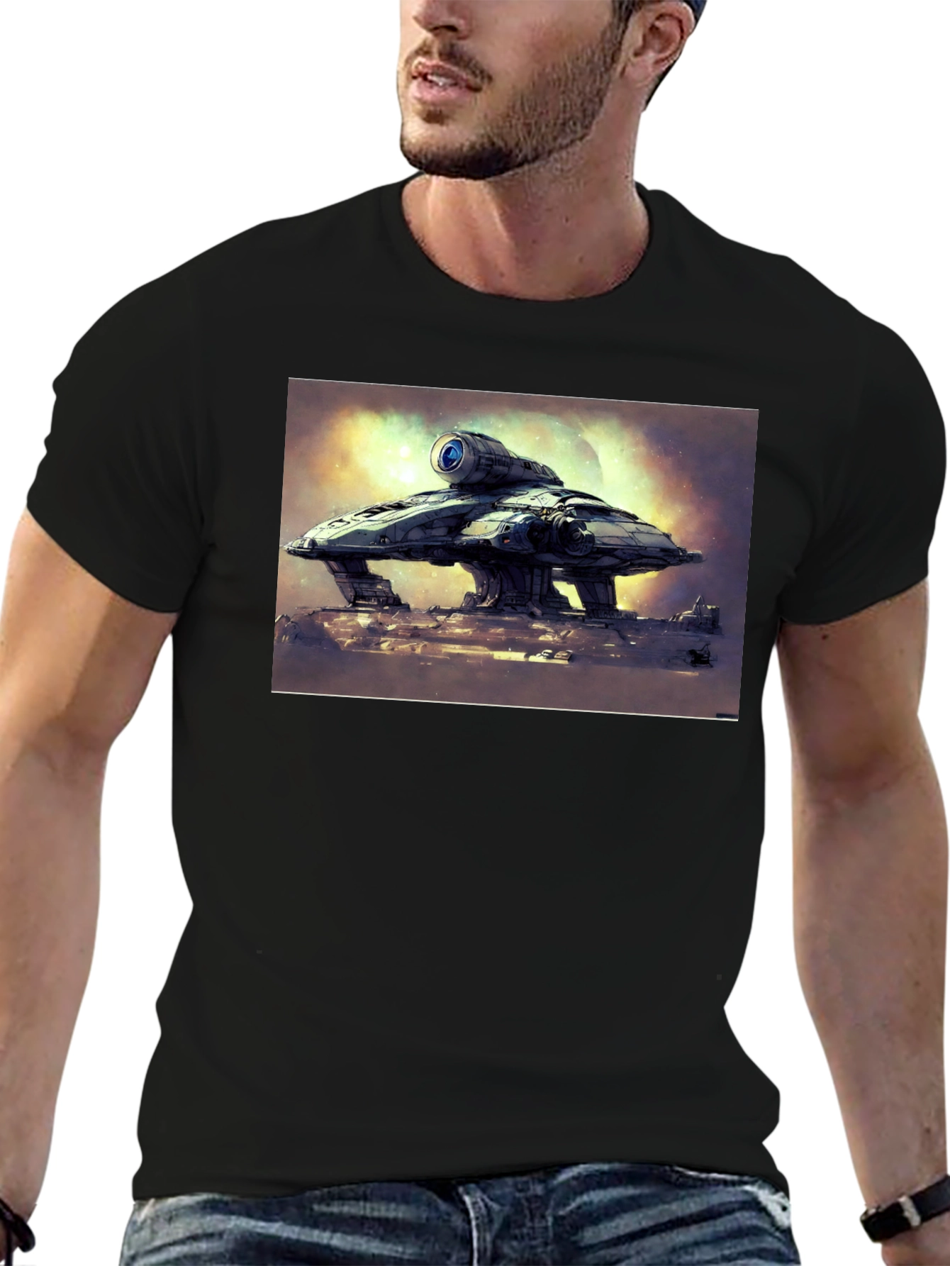Sci-Fi Spaceship Graphic T-Shirt