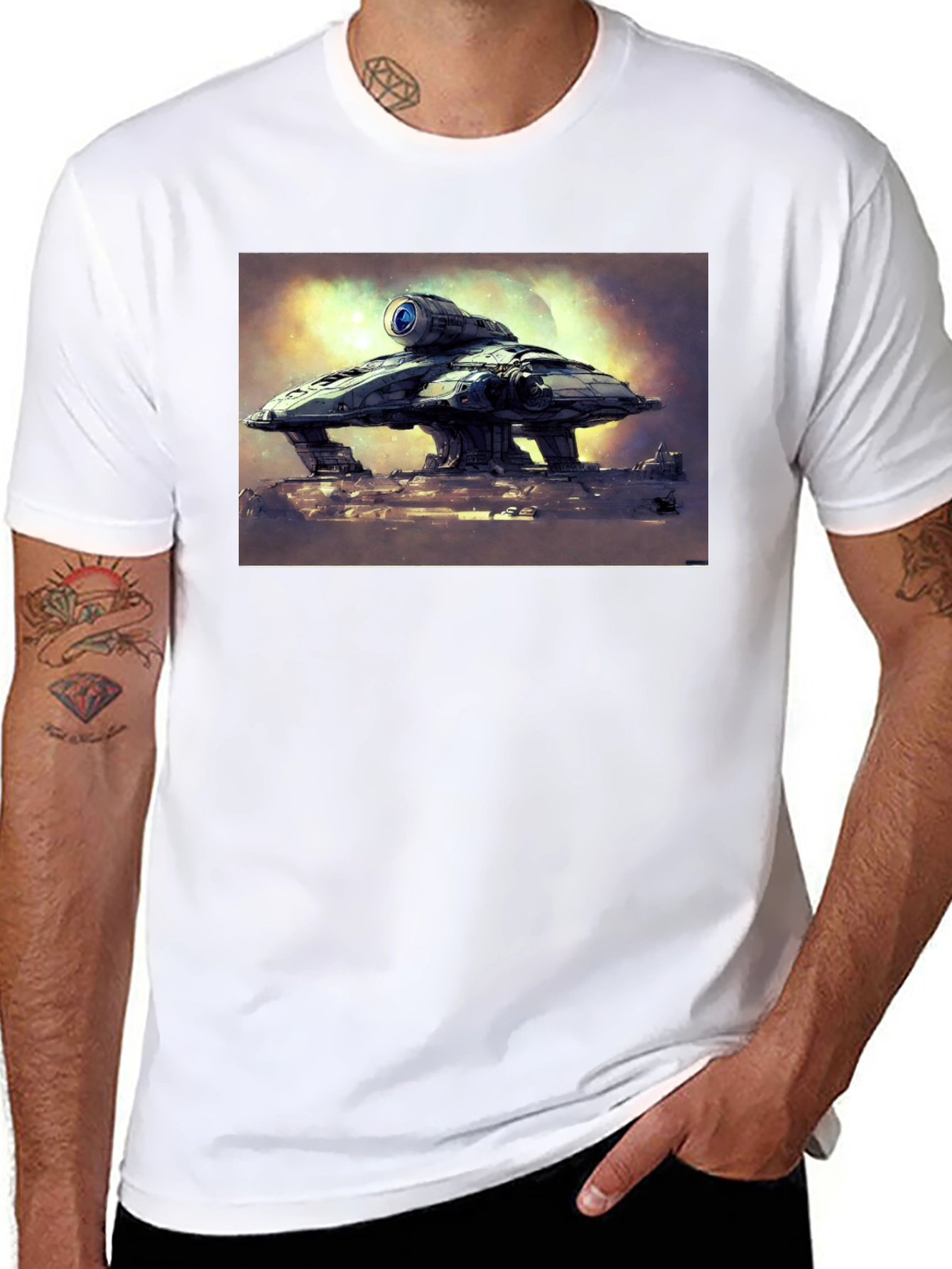 Sci-Fi Spaceship Graphic T-Shirt