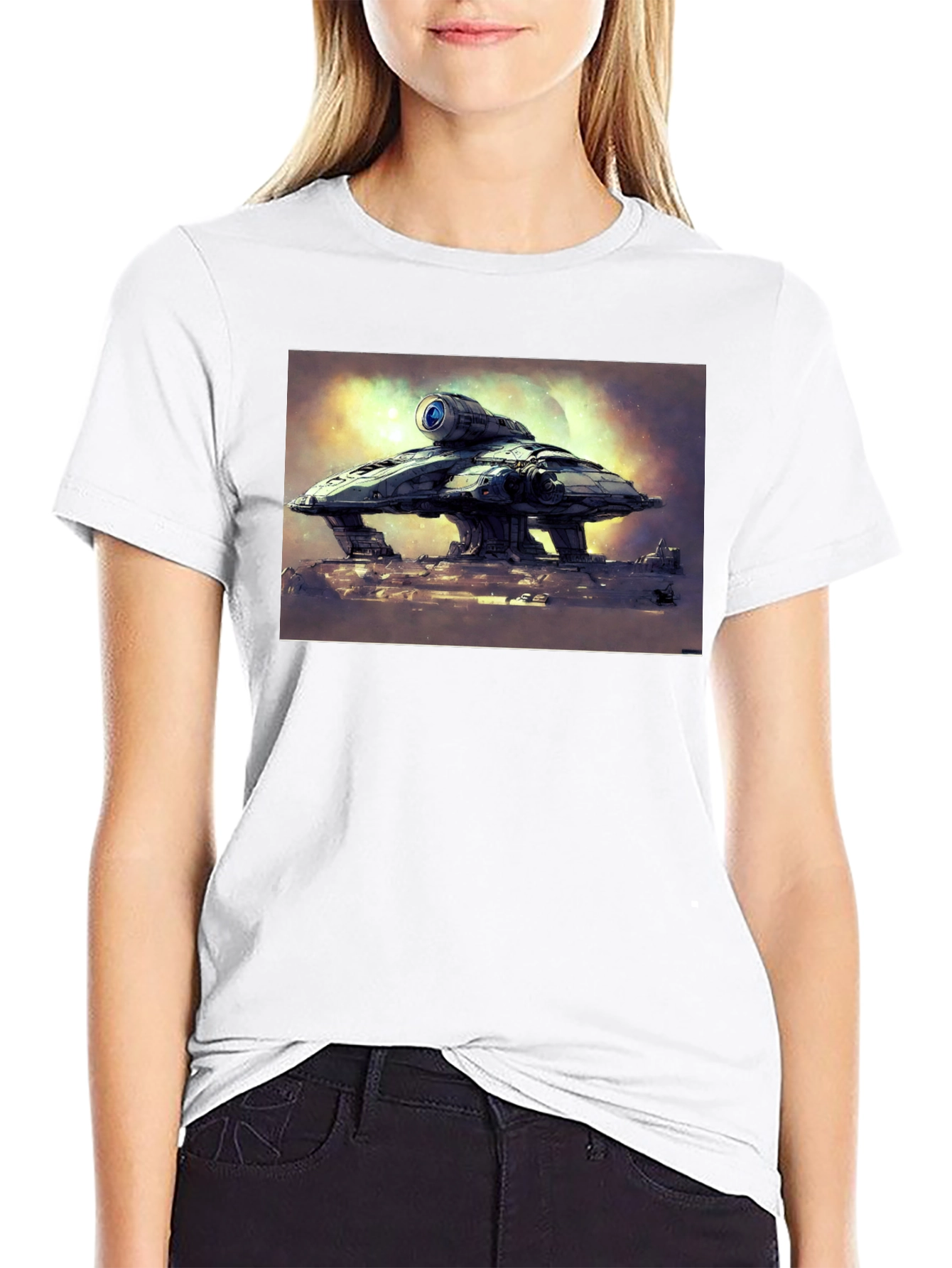 Sci-Fi Spaceship Graphic T-Shirt