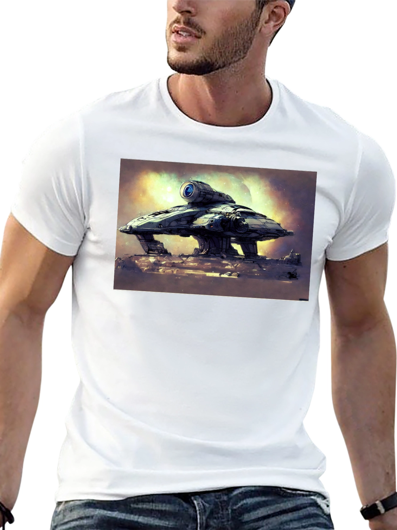 Sci-Fi Spaceship Graphic T-Shirt