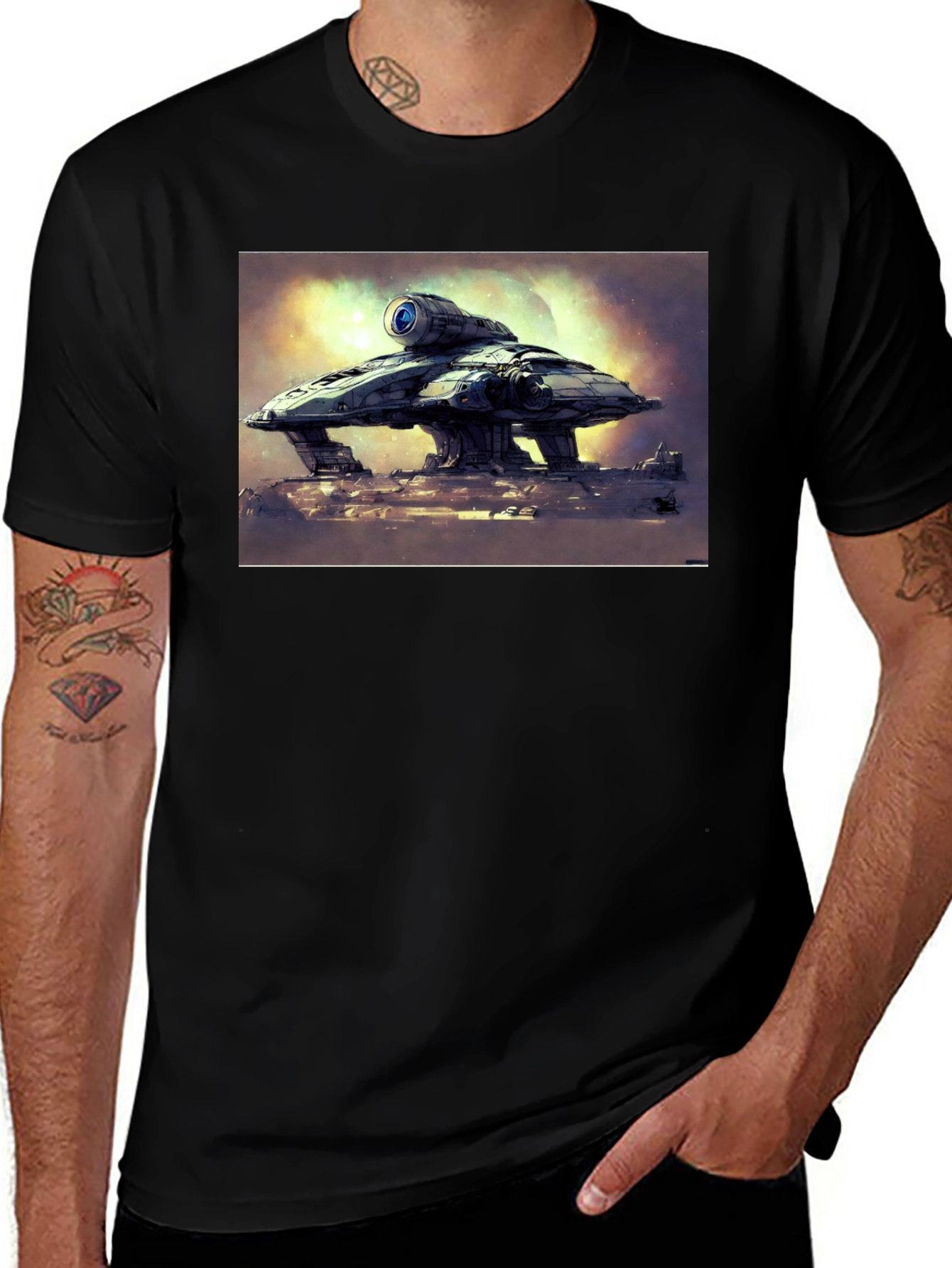Sci-Fi Spaceship Graphic T-Shirt