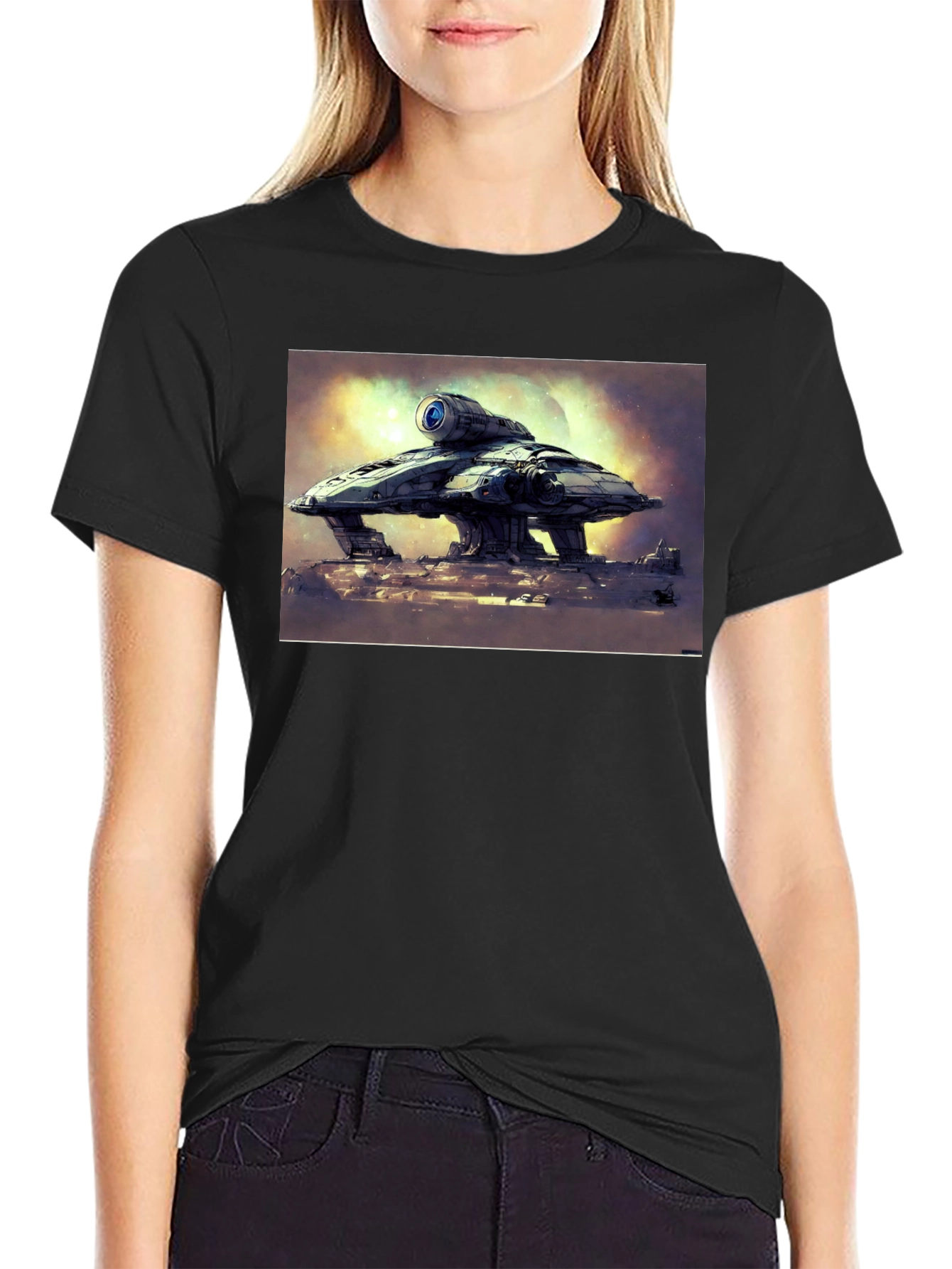 Sci-Fi Spaceship Graphic T-Shirt