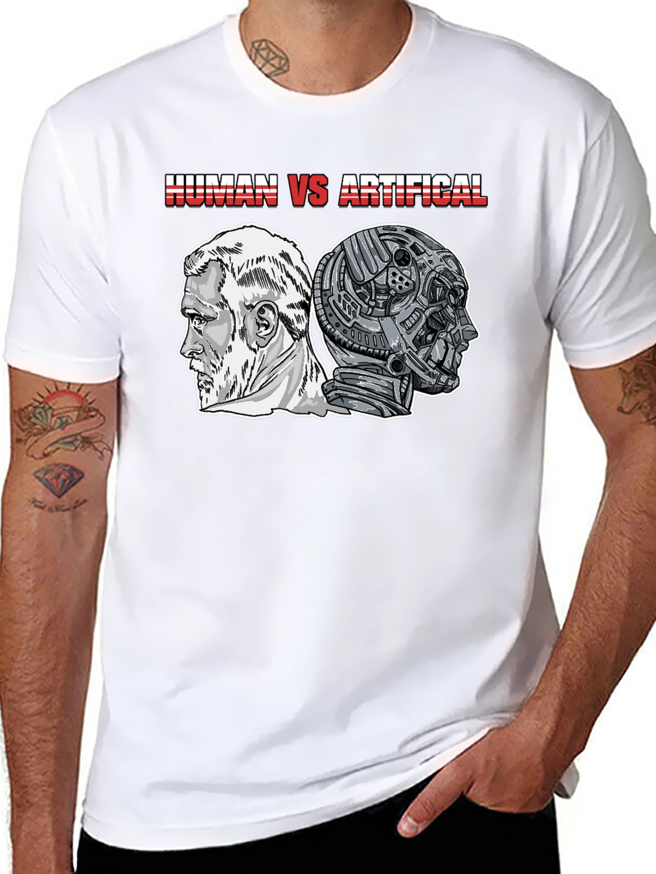 Human vs Artificial T-Shirt