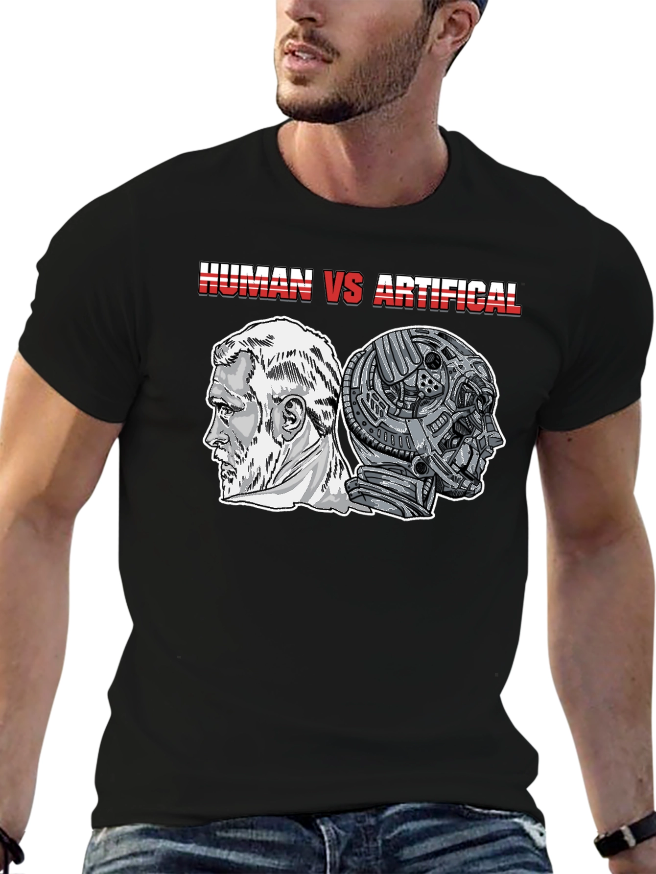 Human vs Artificial T-Shirt