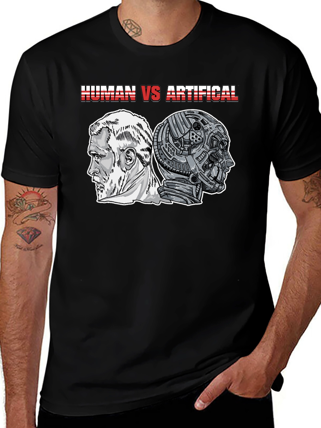 Human vs Artificial T-Shirt