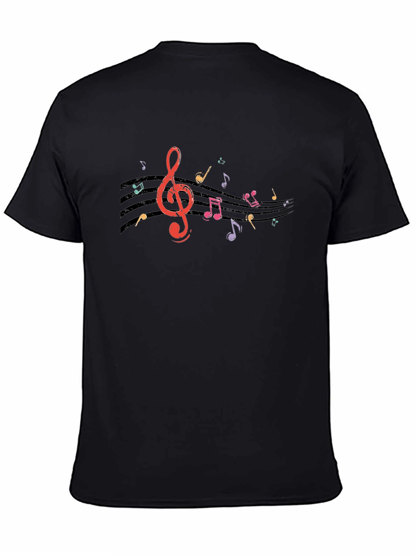 Musical Notes Graphic Black T-Shirt