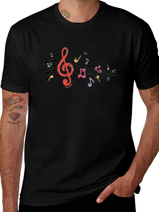 Musical Notes Graphic Black T-Shirt