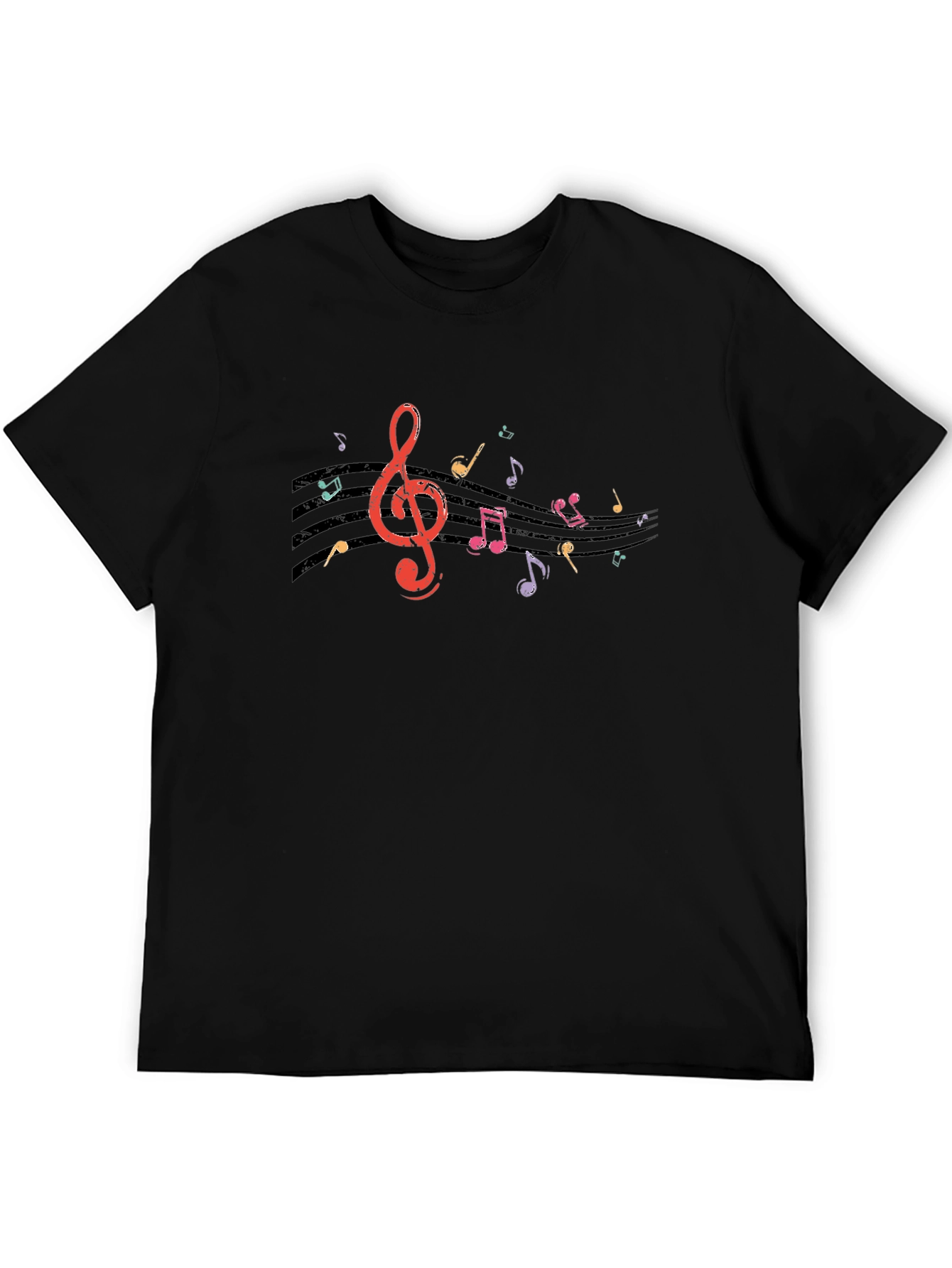 Musical Notes Graphic Black T-Shirt