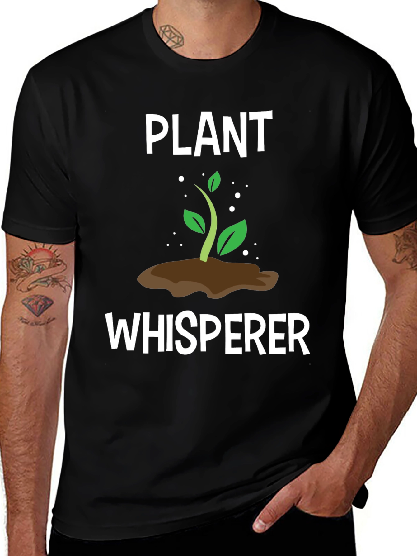 Plant Whisperer Graphic Tee - Black Cotton T-Shirt