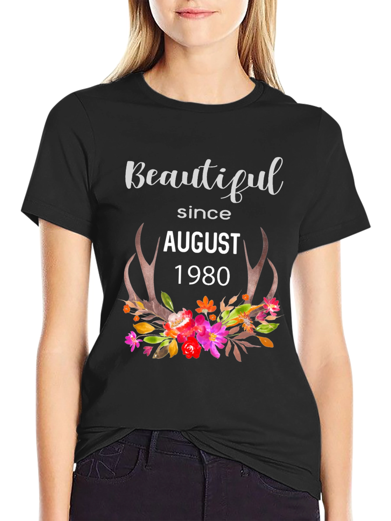 Beautiful Since August 1980 Floral T-Shirt