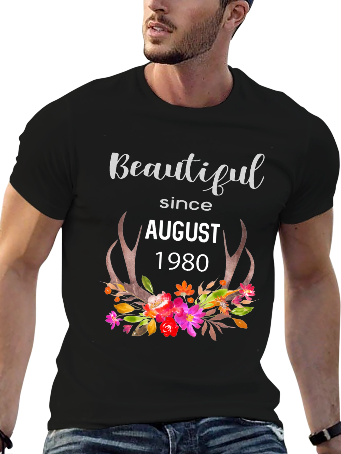 Beautiful Since August 1980 Floral T-Shirt