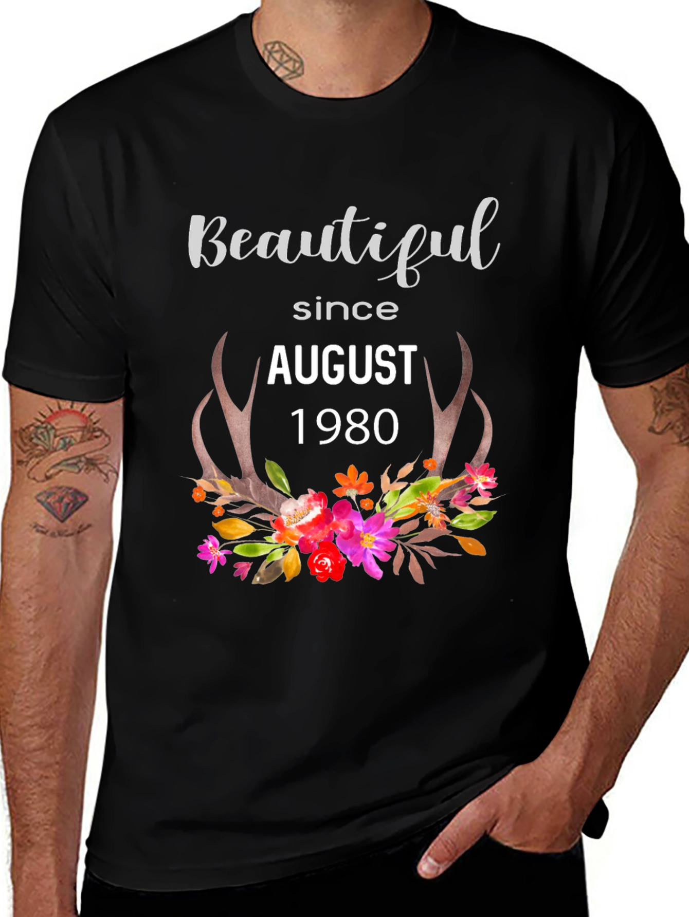 Beautiful Since August 1980 Floral T-Shirt