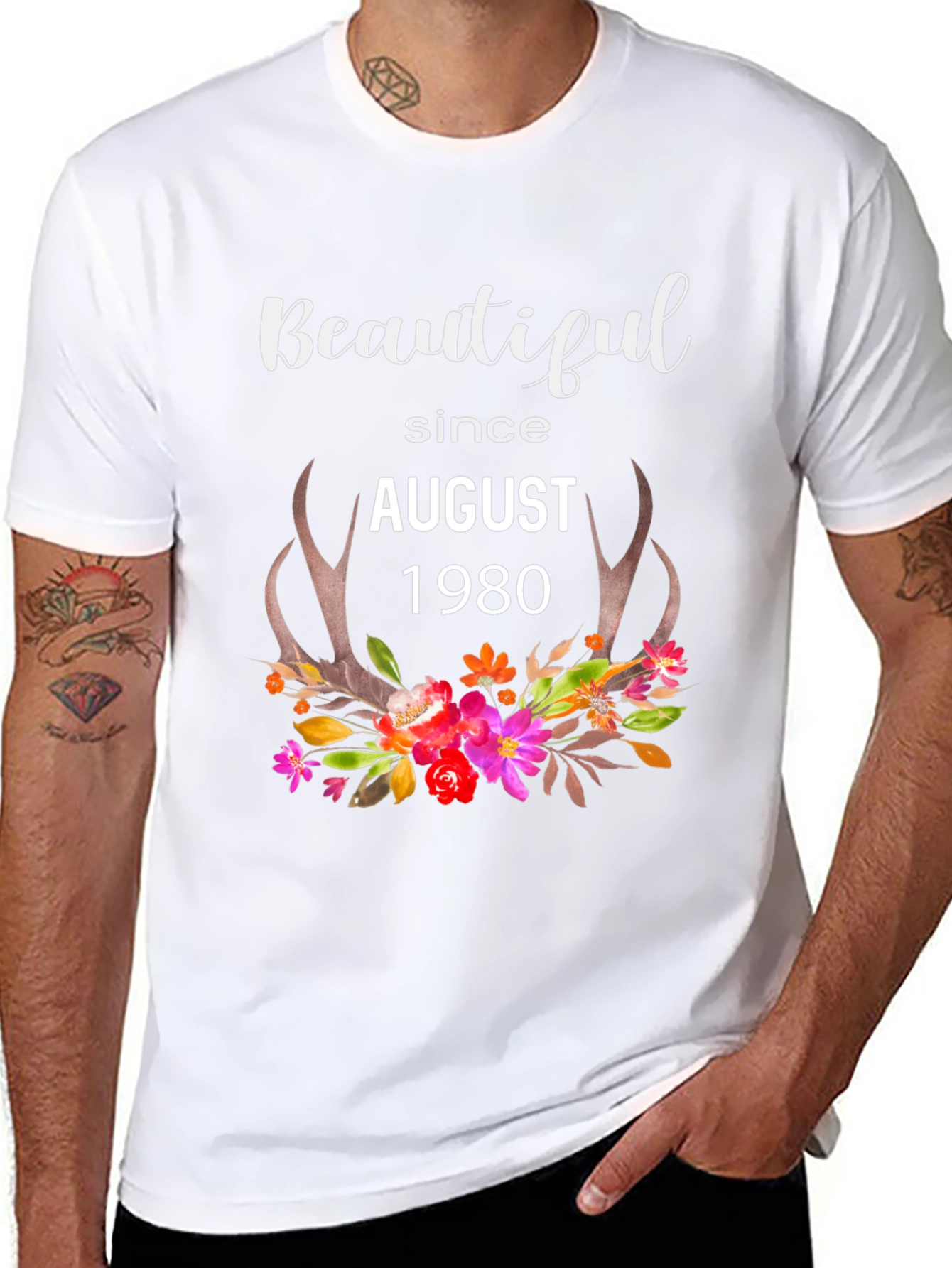 Beautiful Since August 1980 Floral T-Shirt