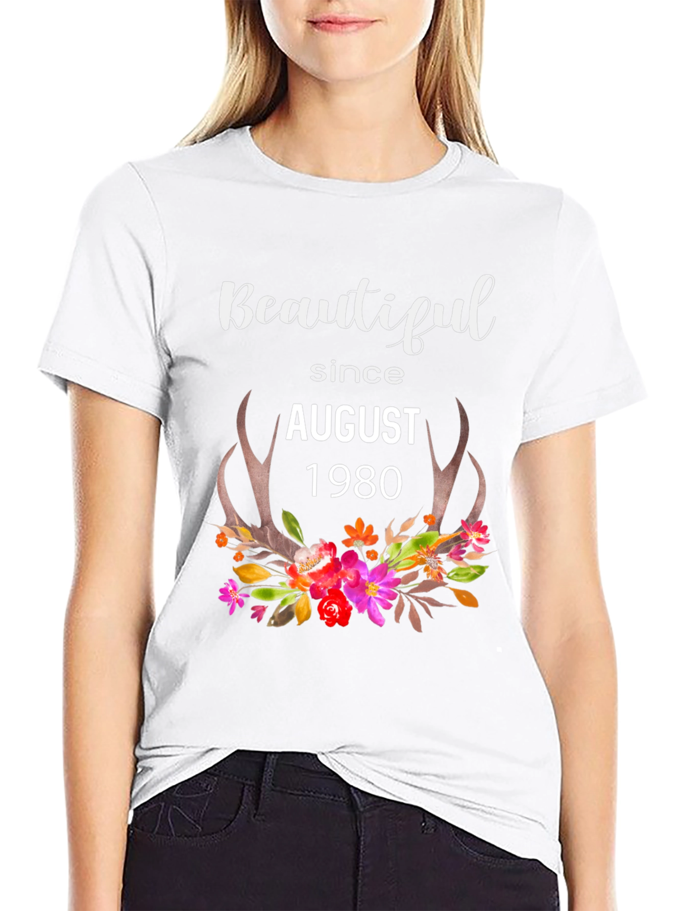 Beautiful Since August 1980 Floral T-Shirt