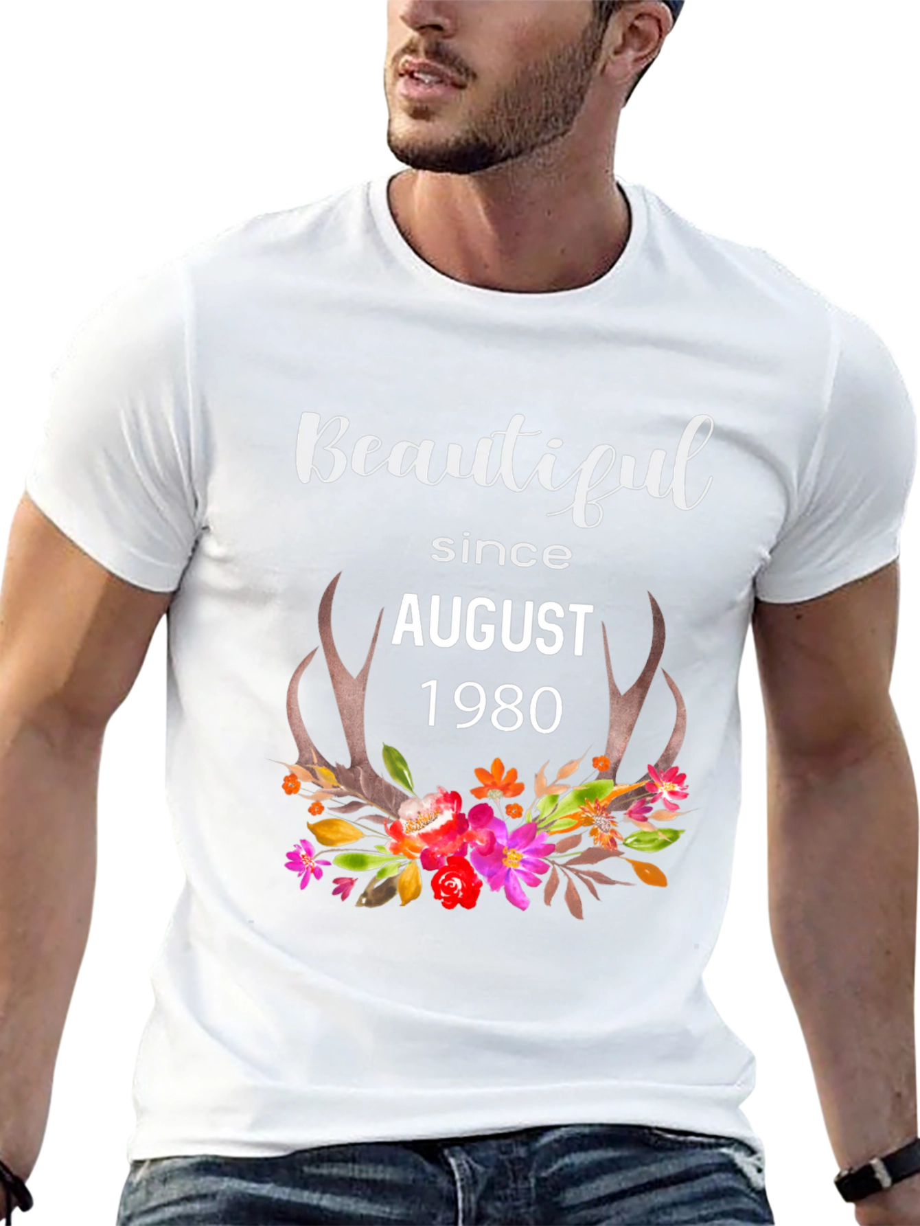 Beautiful Since August 1980 Floral T-Shirt