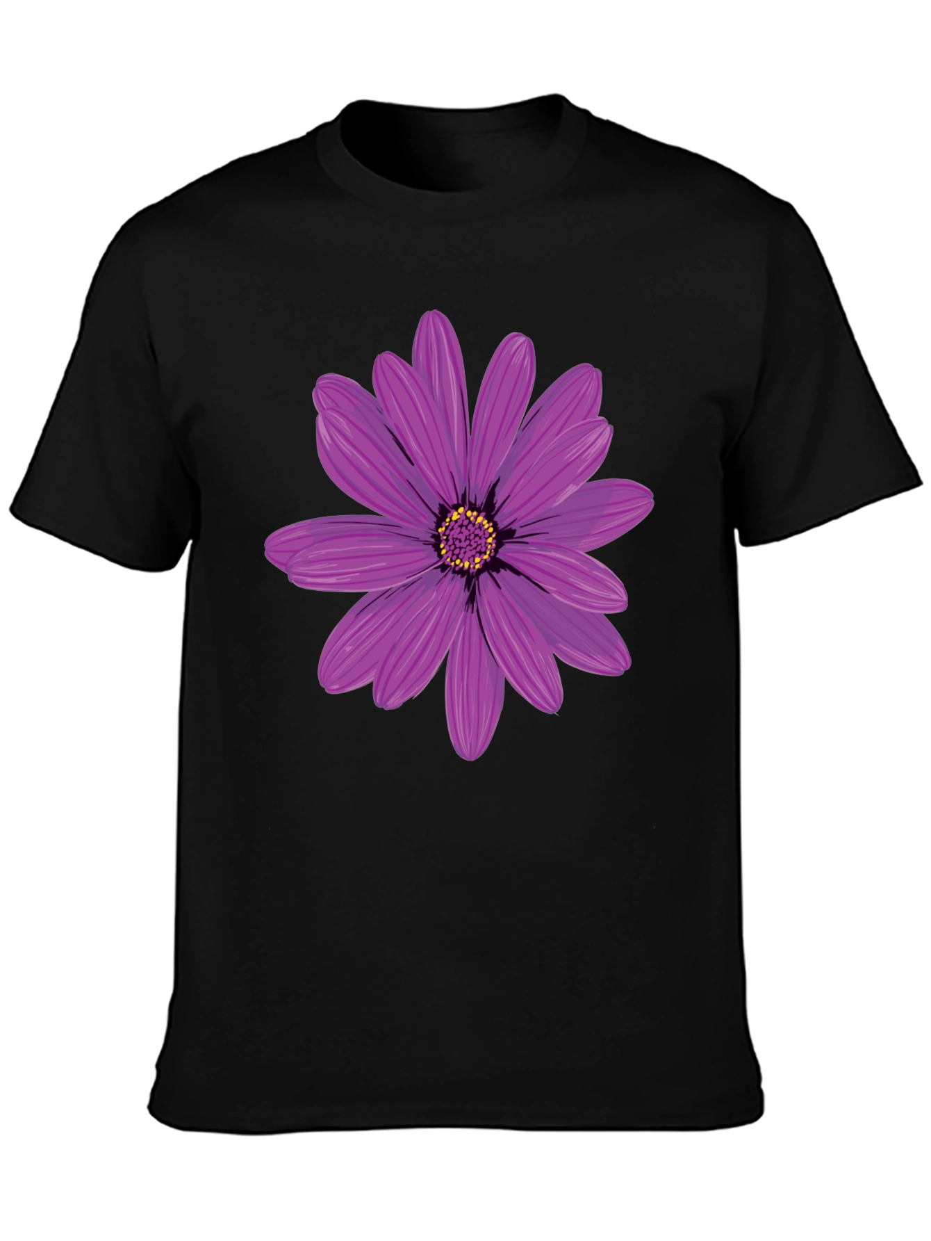 Floral Graphic T-Shirt - Black Cotton Blend