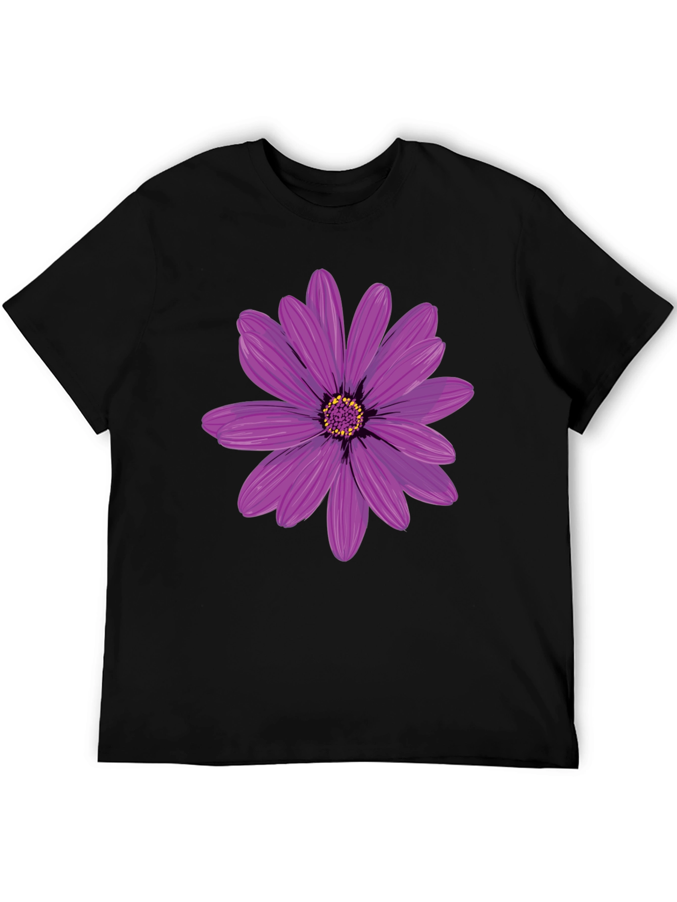 Floral Graphic T-Shirt - Black Cotton Blend