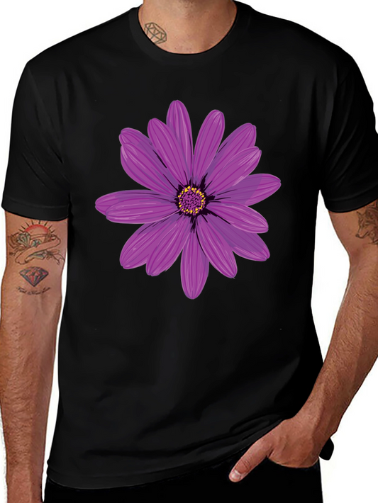 Floral Graphic T-Shirt - Black Cotton Blend
