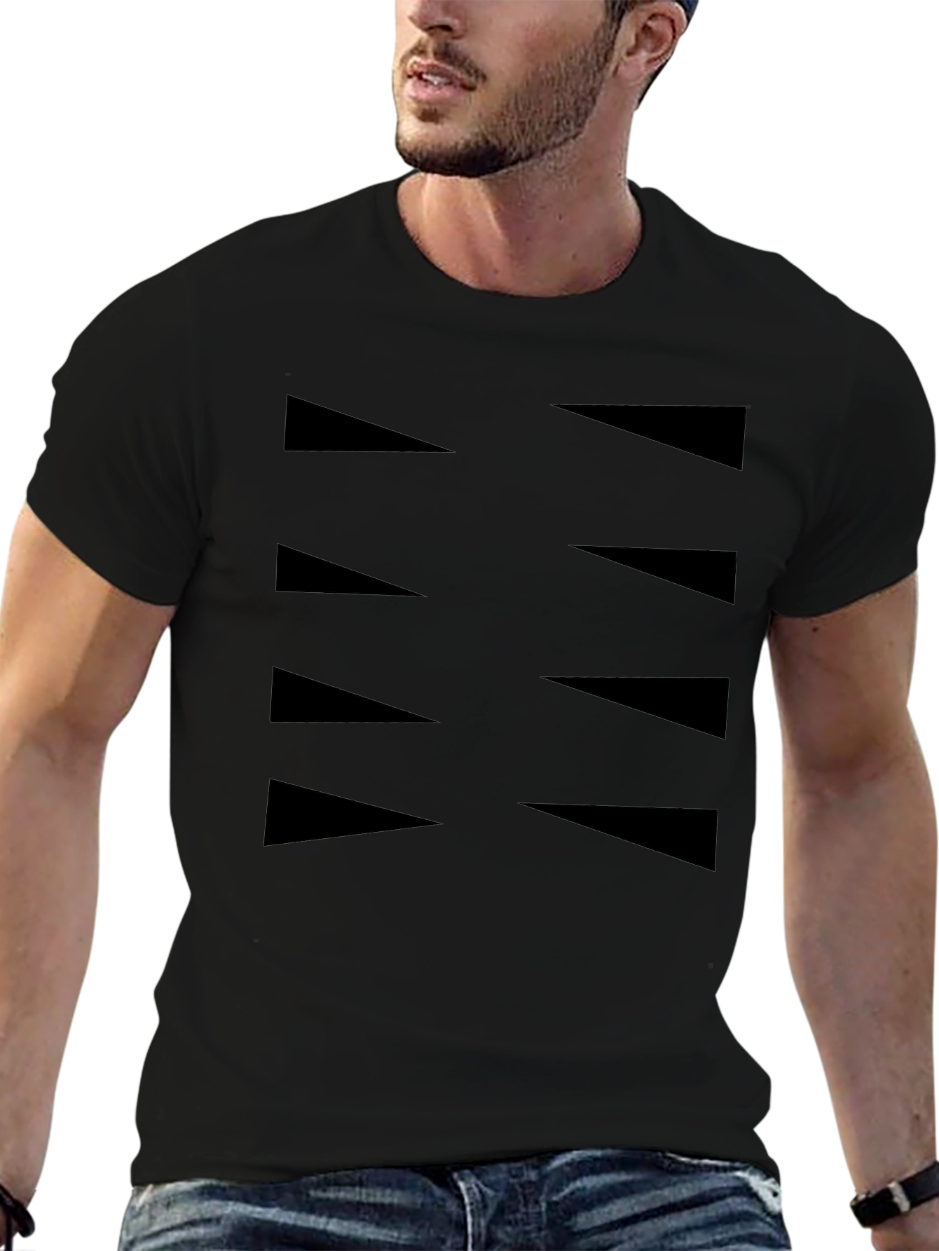 Mens Black Tee with Triangle Design
