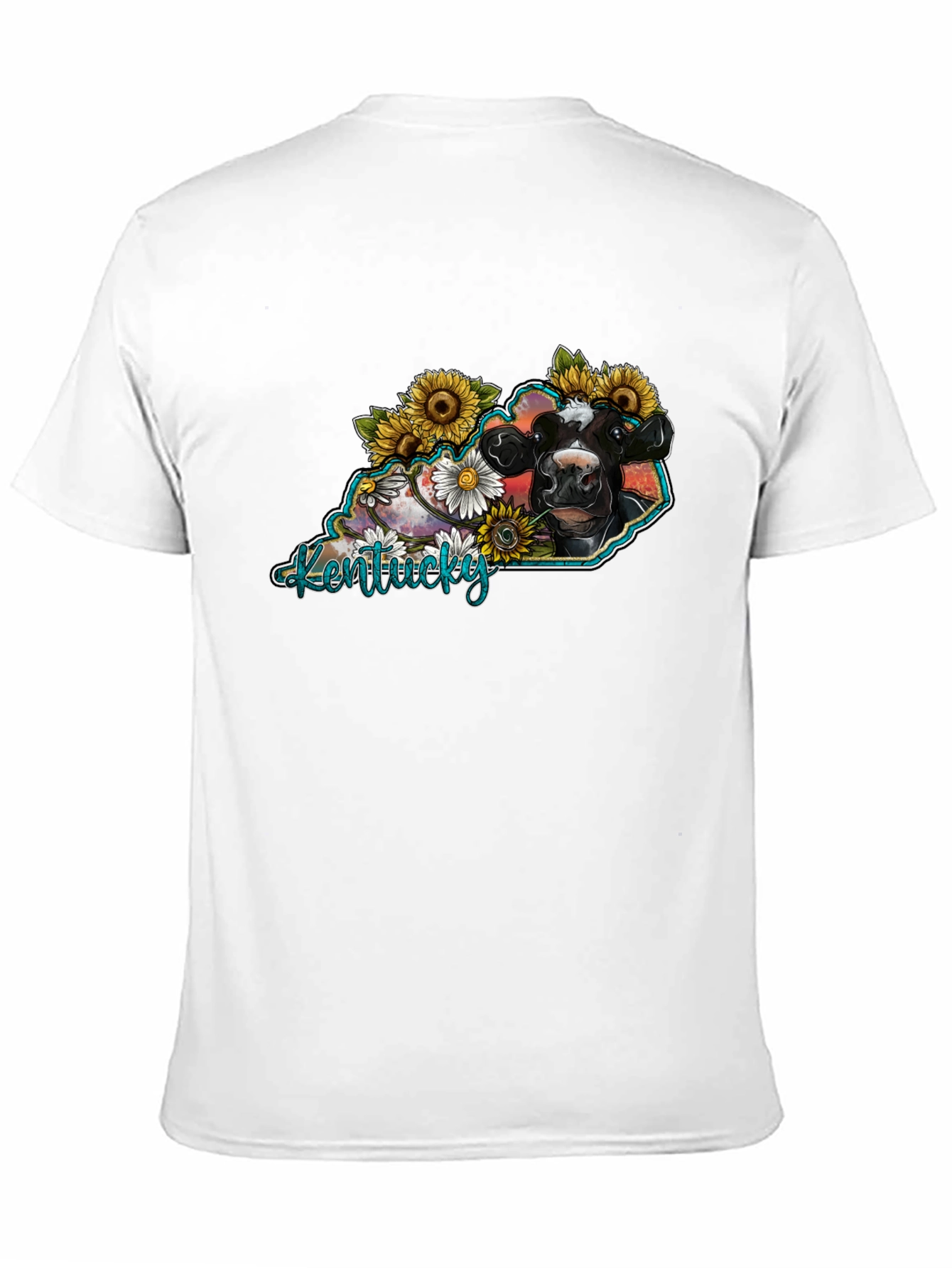Kentucky Cow Sunflower Graphic T-Shirt