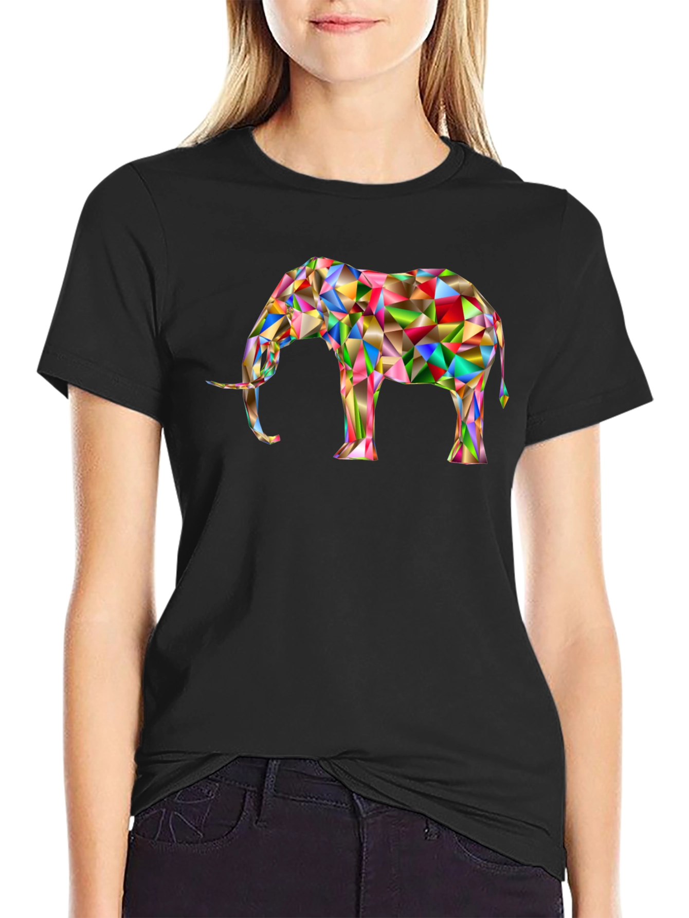 Geometric Elephant Graphic Tee - Modern Art Shirt