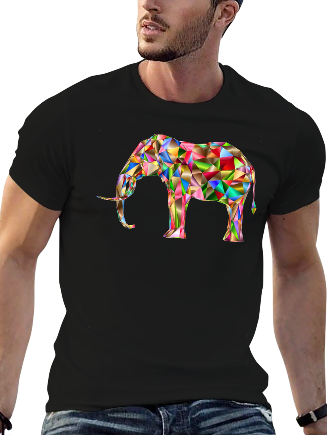 Geometric Elephant Graphic Tee - Modern Art Shirt