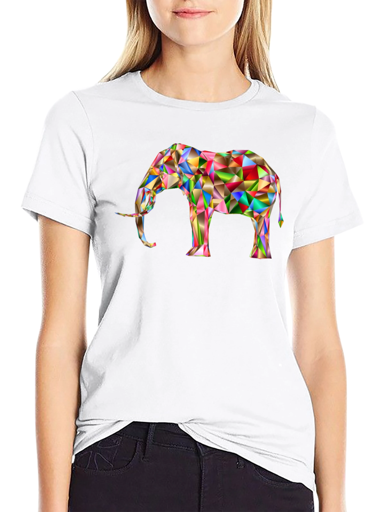 Geometric Elephant Graphic Tee - Modern Art Shirt