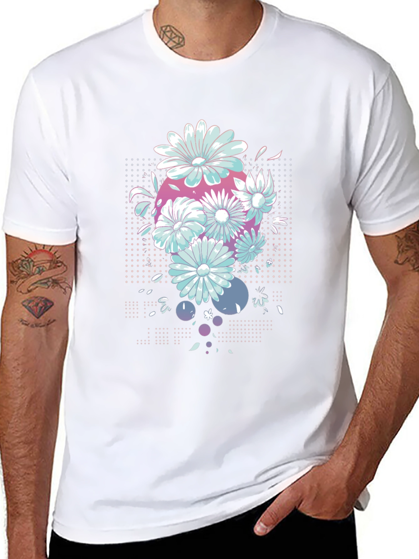 Floral Graphic Tee - Retro Style
