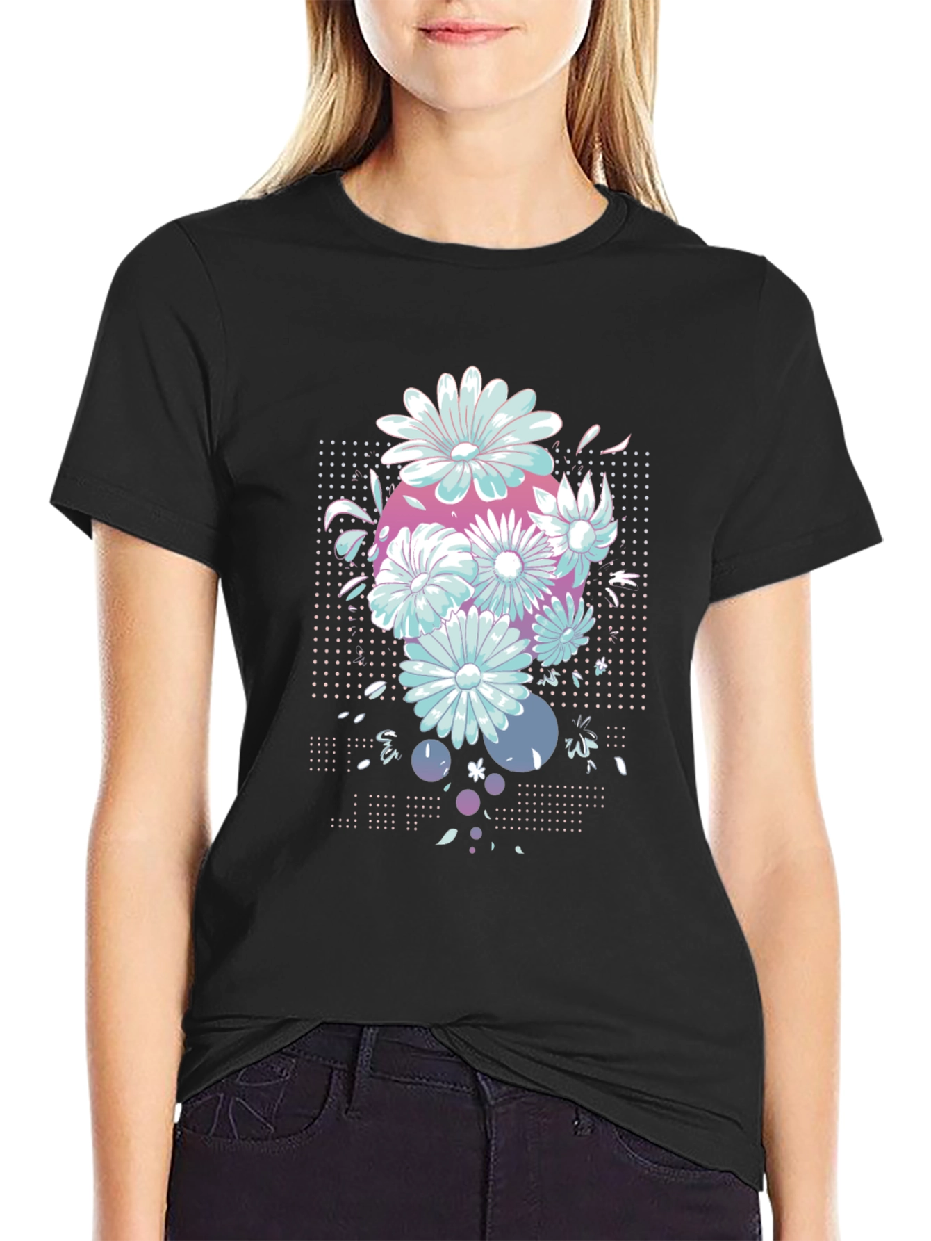 Floral Graphic Tee - Retro Style