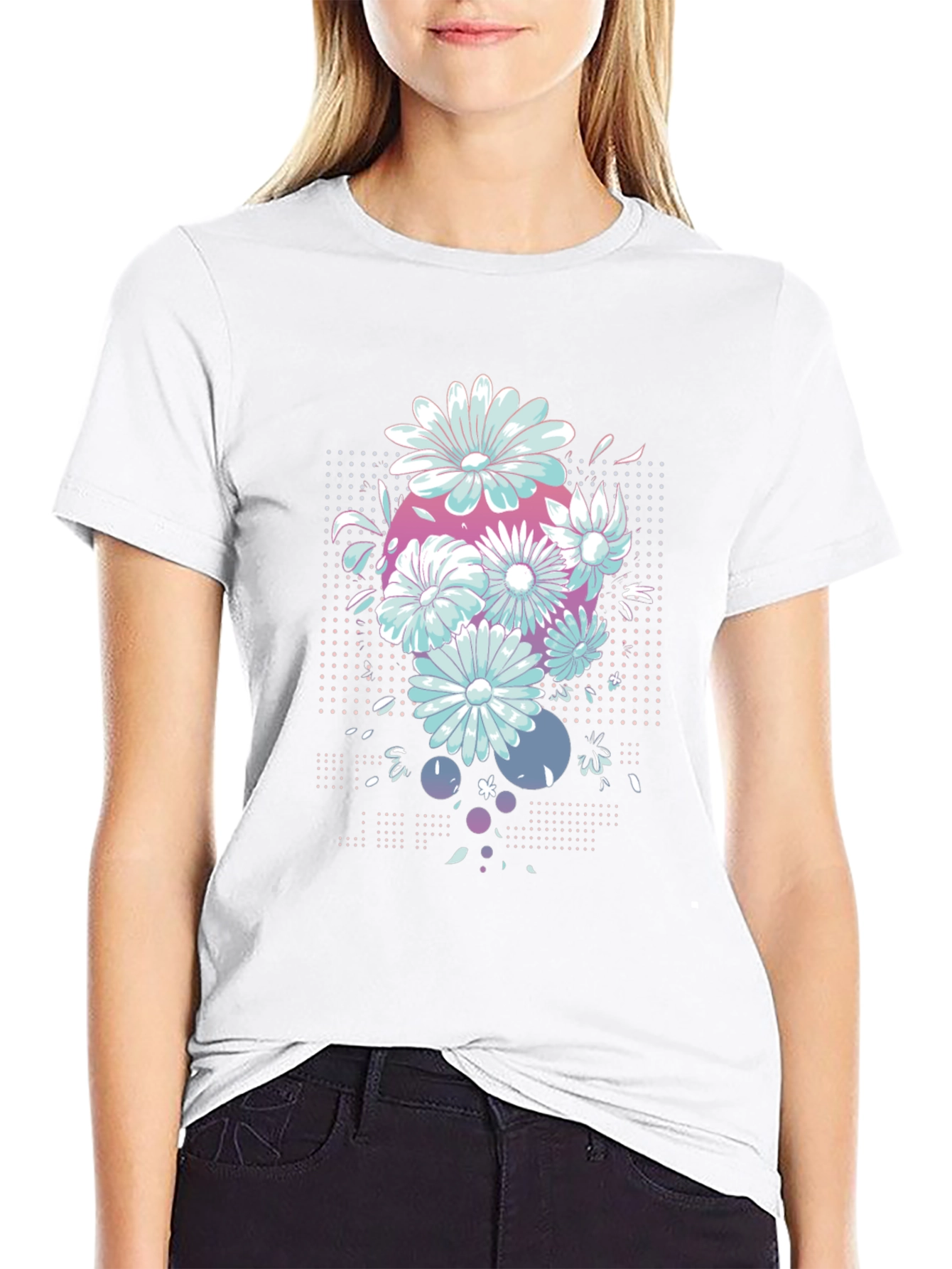 Floral Graphic Tee - Retro Style