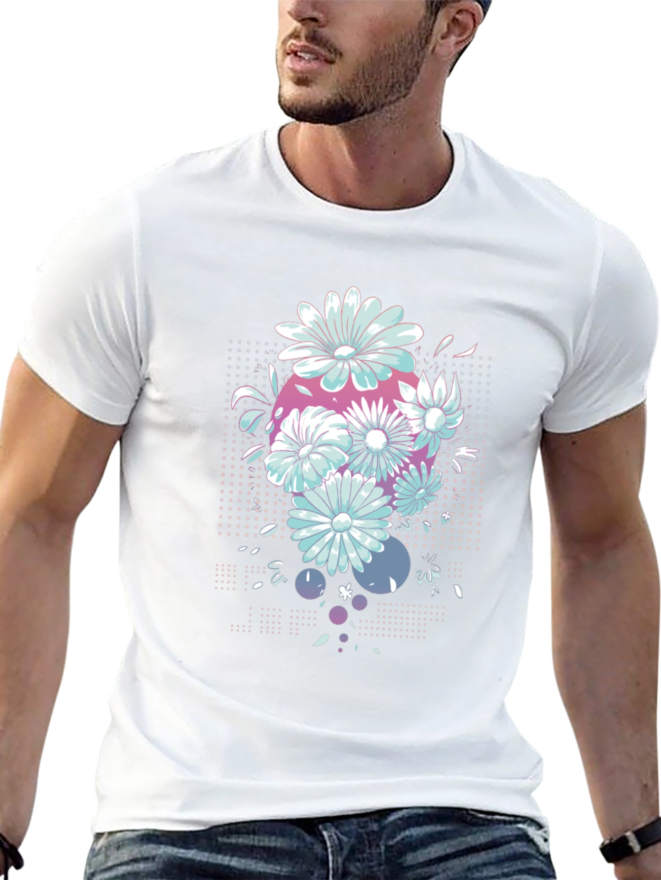 Floral Graphic Tee - Retro Style