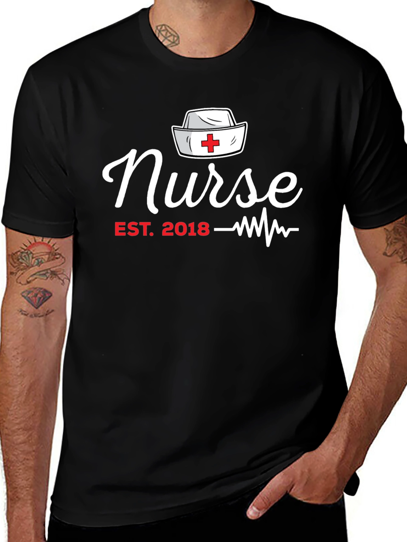 Nurse Est. 2018 Black Graphic T-Shirt