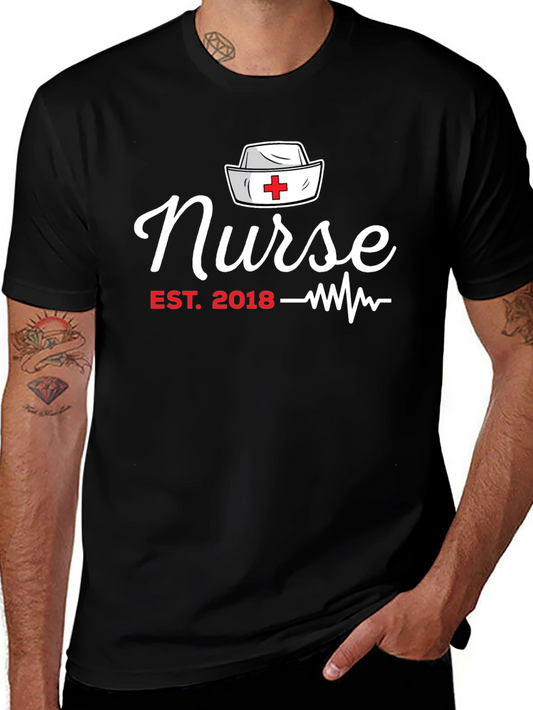 Nurse Est. 2018 Black Graphic T-Shirt
