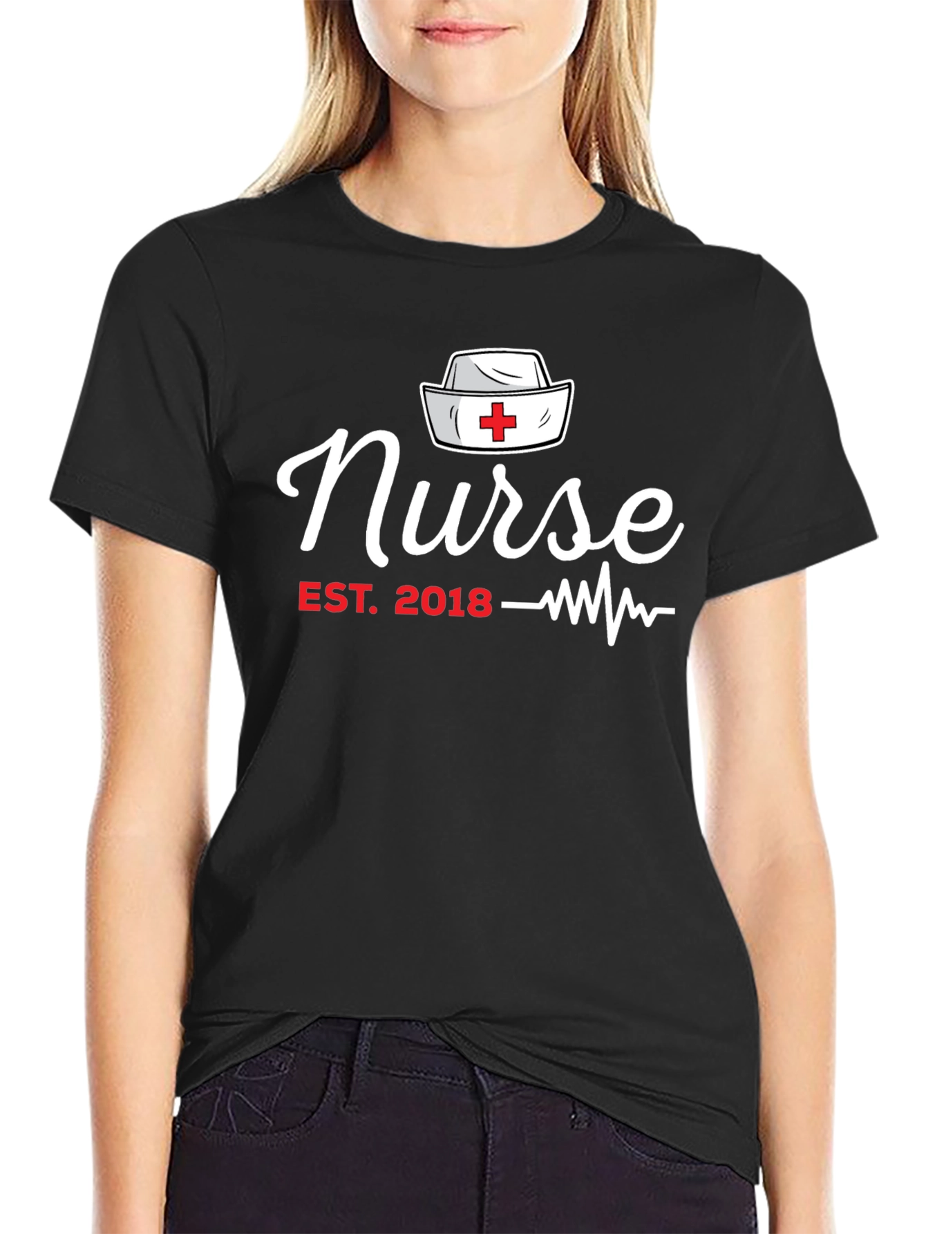 Nurse Est. 2018 Black Graphic T-Shirt