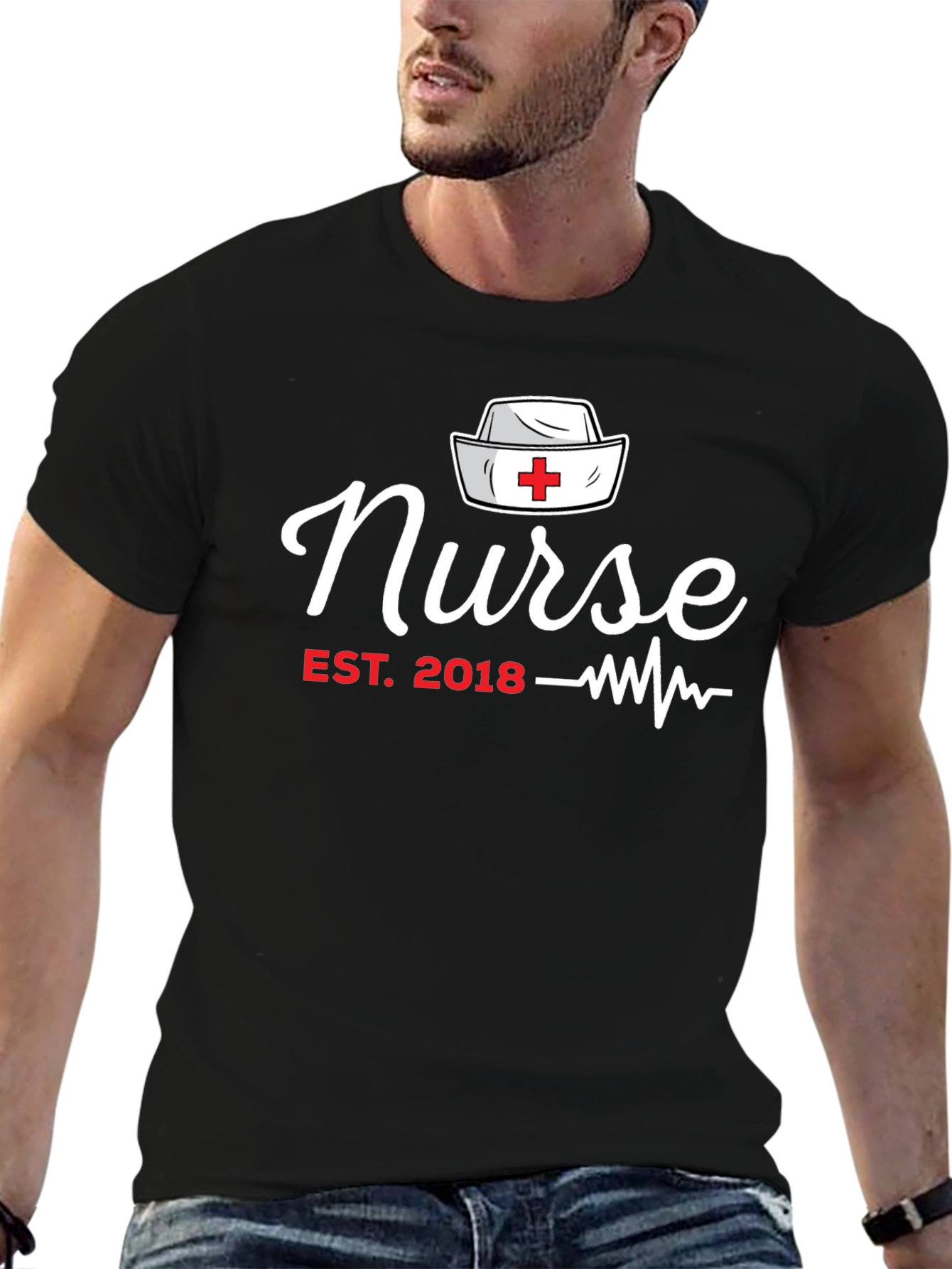 Nurse Est. 2018 Black Graphic T-Shirt