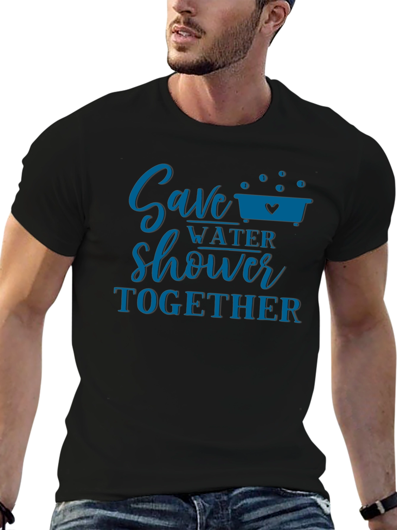 Save Water Shower Together Black Tee