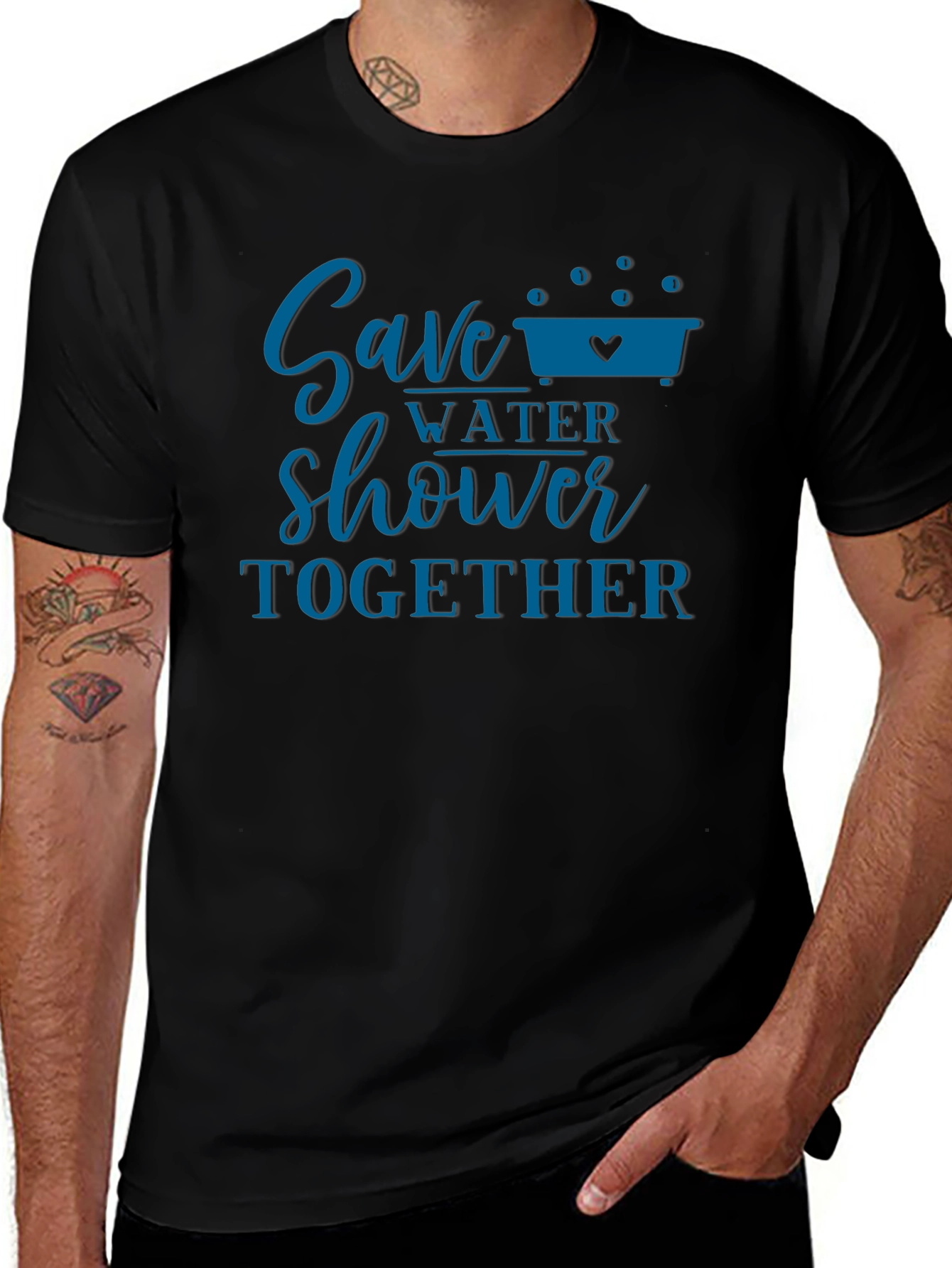 Save Water Shower Together Black Tee