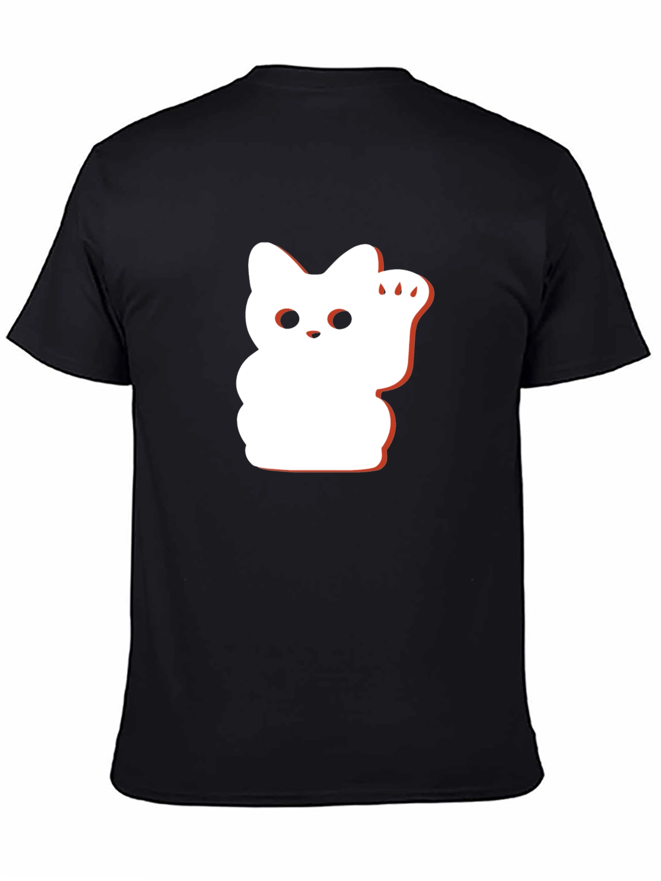 Lucky Cat Graphic Tee - Black Cotton Blend