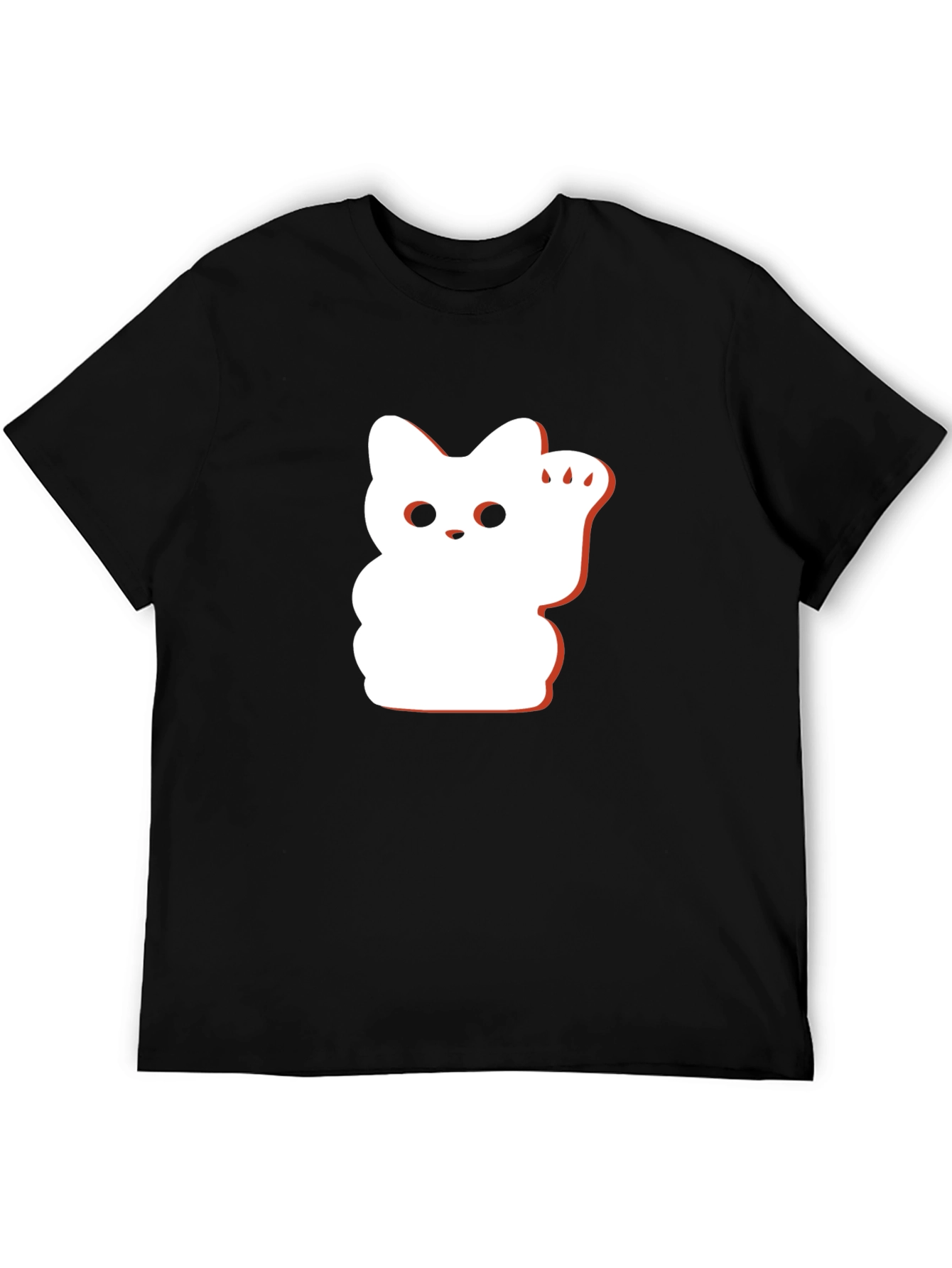Lucky Cat Graphic Tee - Black Cotton Blend
