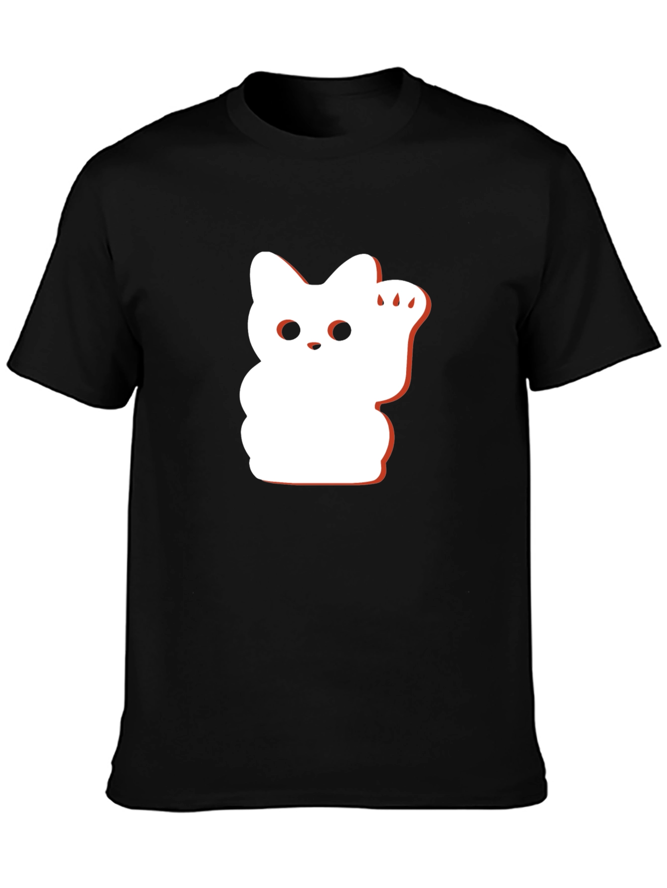 Lucky Cat Graphic Tee - Black Cotton Blend