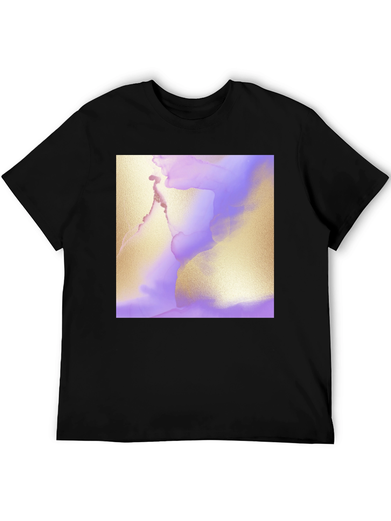 Abstract Art Tee - Gold and Lavender Swirl Design