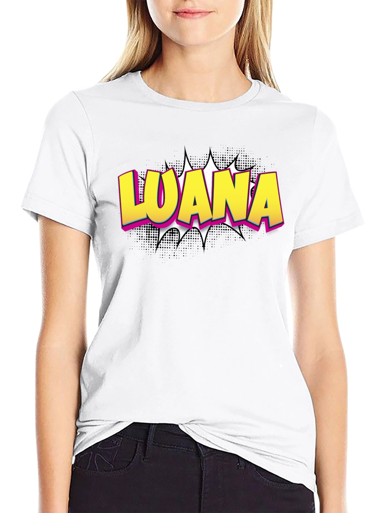 LOANA Graphic T-Shirt - Black Cotton Tee