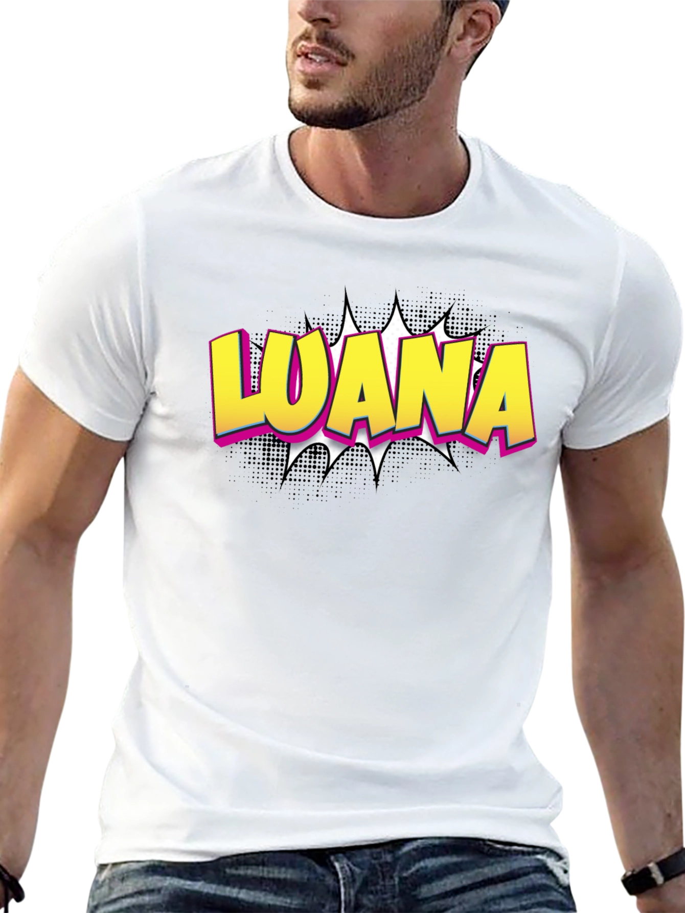 LOANA Graphic T-Shirt - Black Cotton Tee