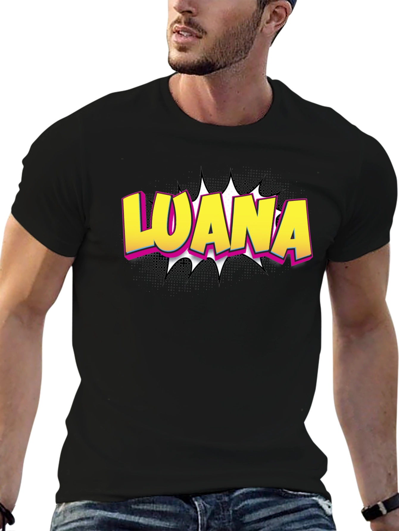 LOANA Graphic T-Shirt - Black Cotton Tee