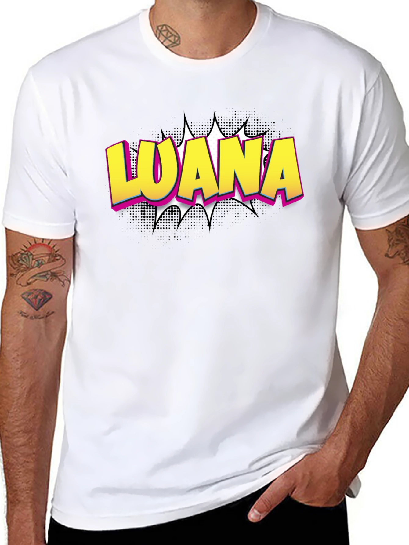 LOANA Graphic T-Shirt - Black Cotton Tee