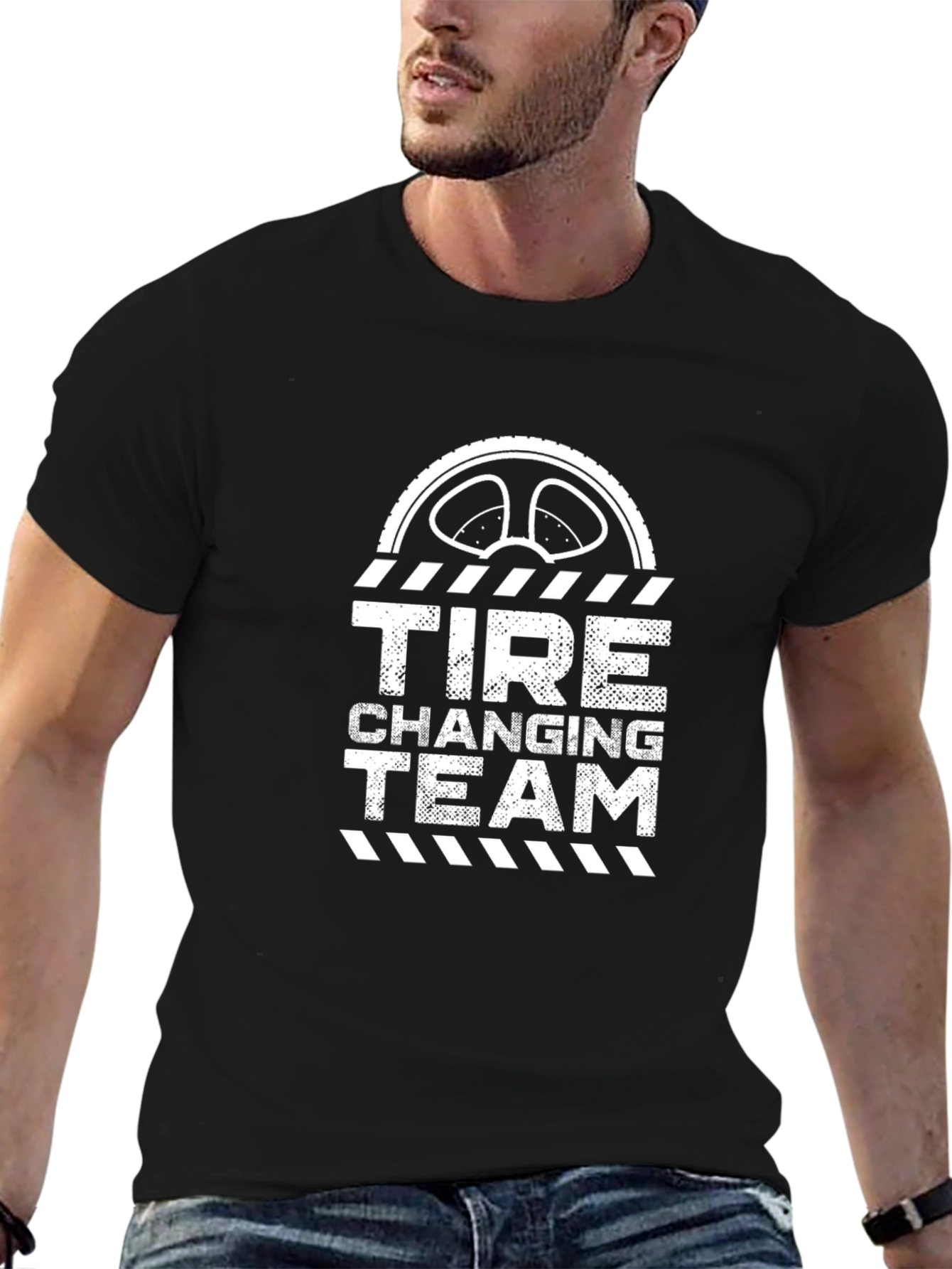 Tire Changing Team Black Crew Neck Tee