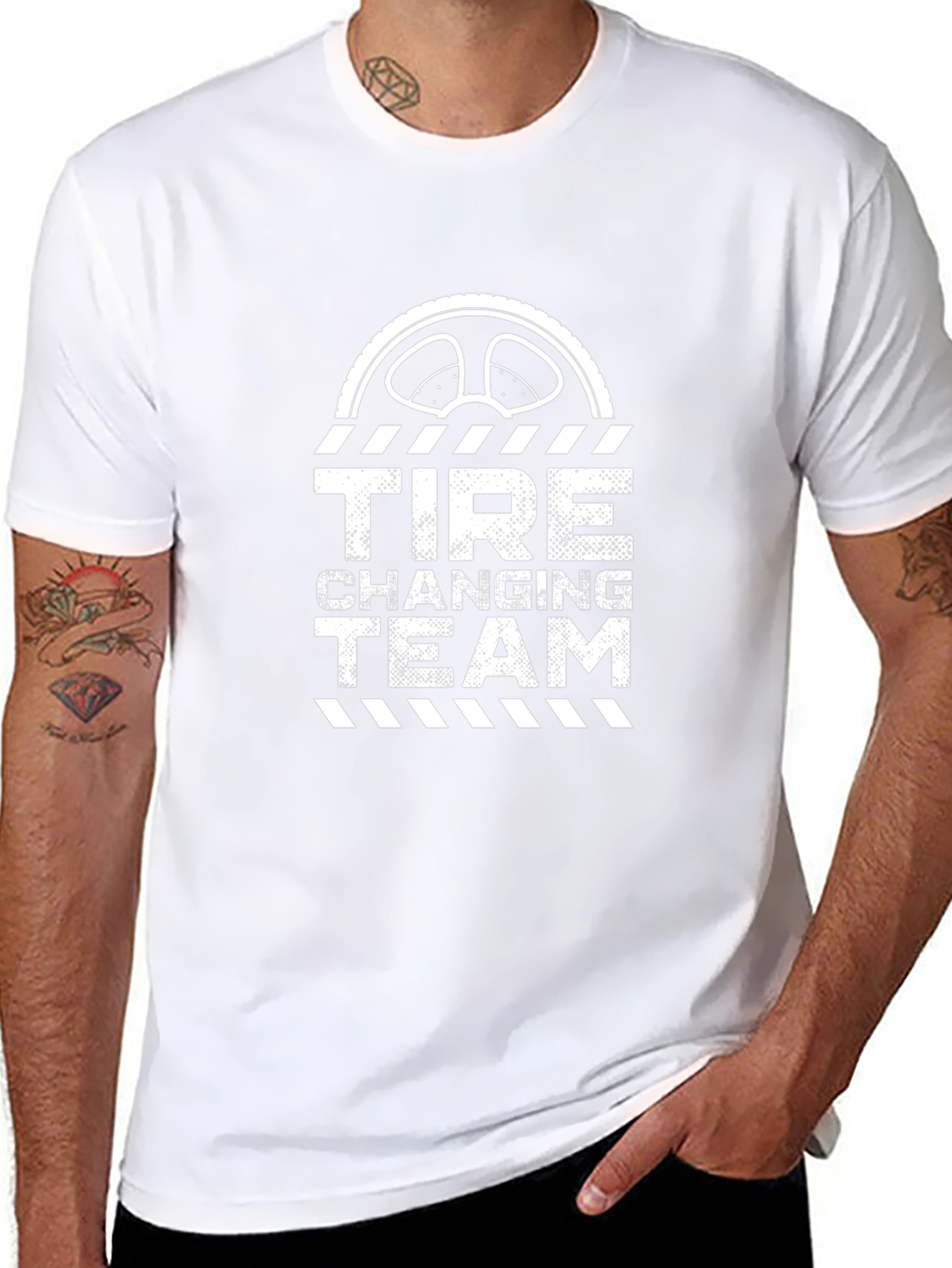 Tire Changing Team Black Crew Neck Tee