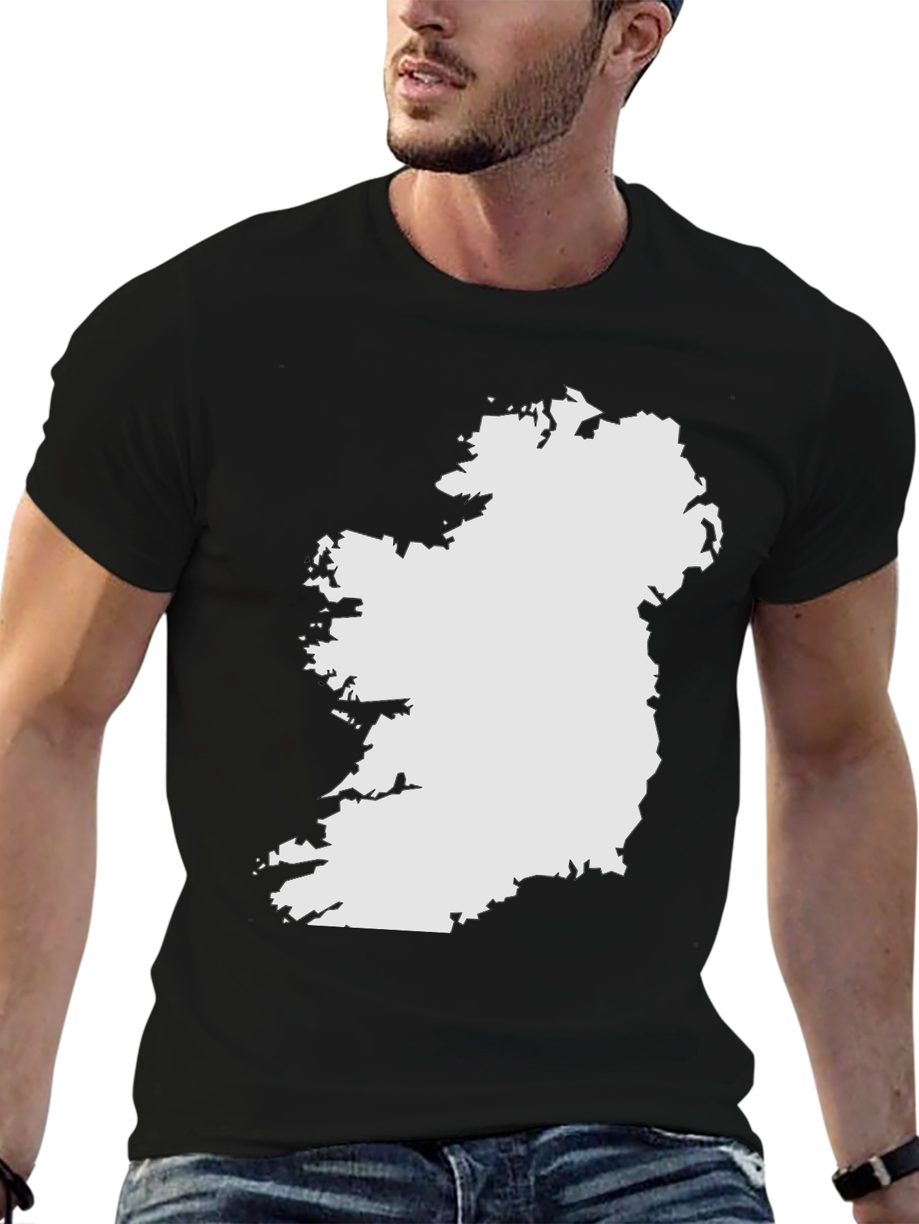Ireland Map Graphic Tee - Black Cotton T-Shirt
